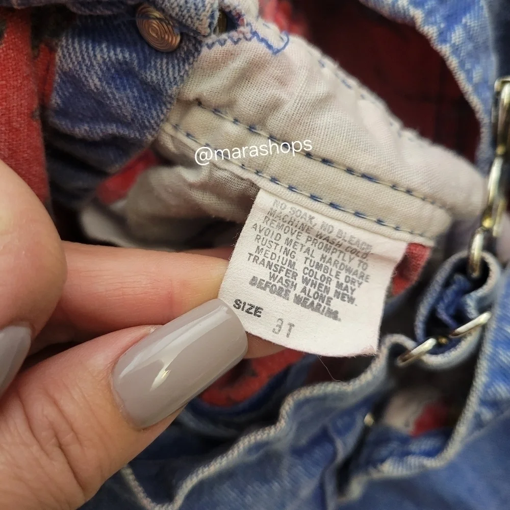 VTG OshKosh B'Gosh Vestbak Denim Set Overalls Red Race Horse